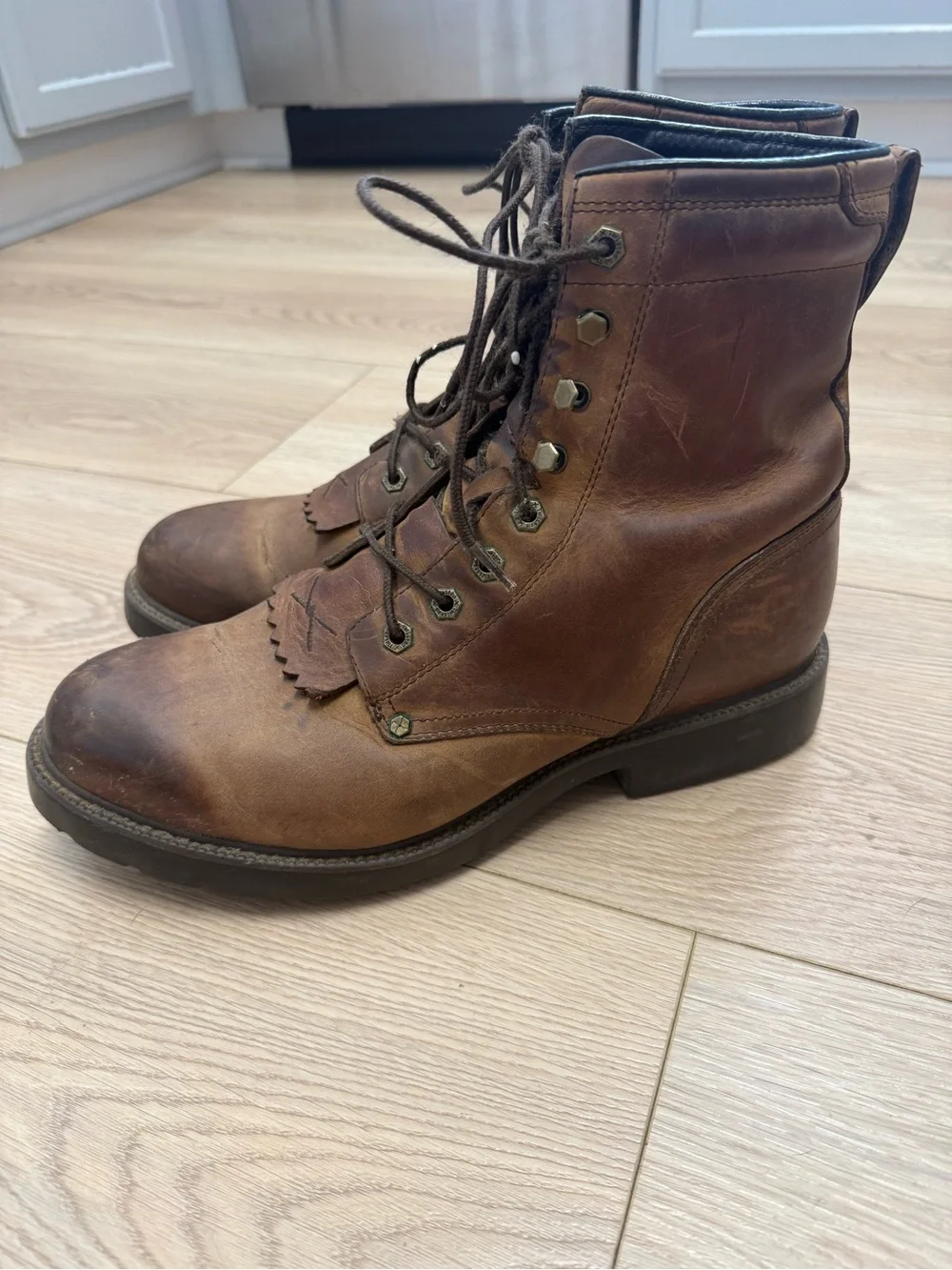 Twisted X Mens Brown Leather Kiltie Boots Lace Up Boots MWL0001 Size 10.5 EE